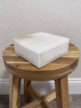 Birch Lane Claudine White Marble Decorative Box 5x5 Square Like New